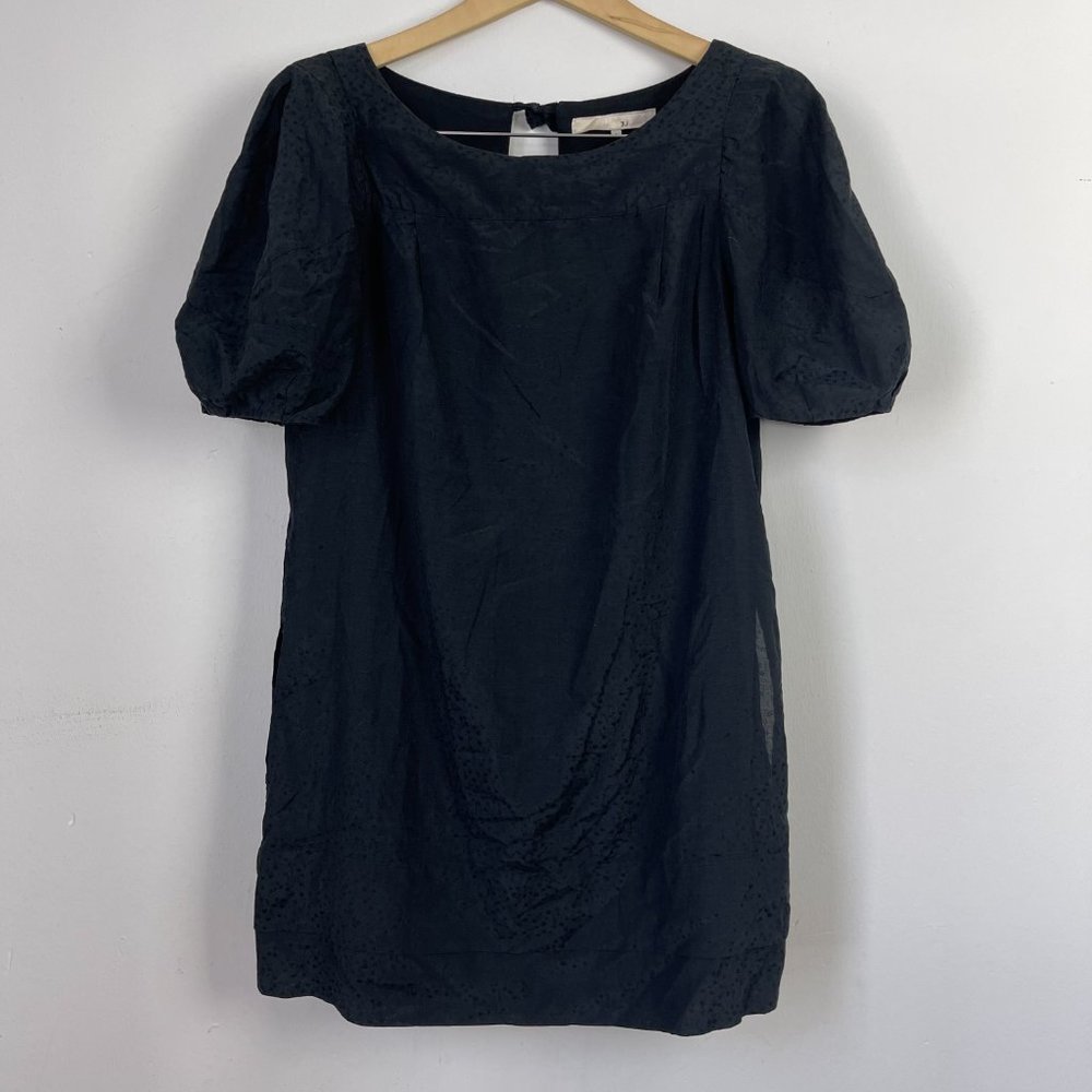 Phillip Lim Black Puff Sleeve Silk Shift Dress size 6